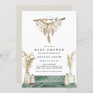 Convite Macrame Boho Chá de fraldas Rústico Rústico Crític