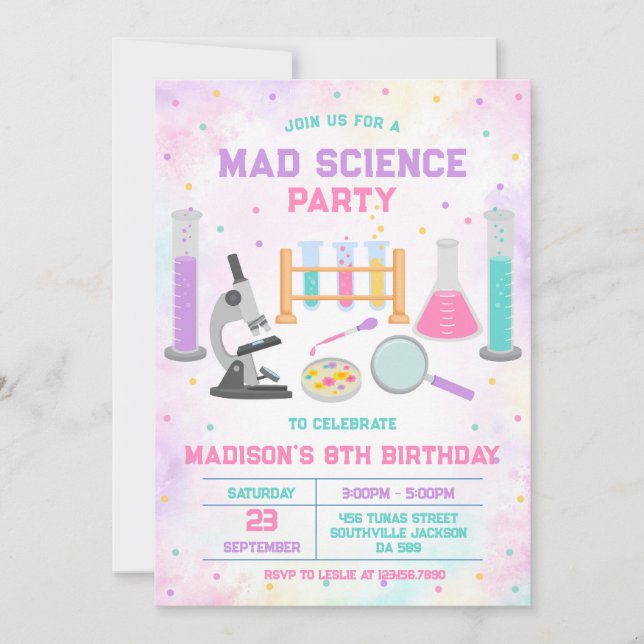 Convite Mad Science Experiment Birthday Party Invitation (Frente)