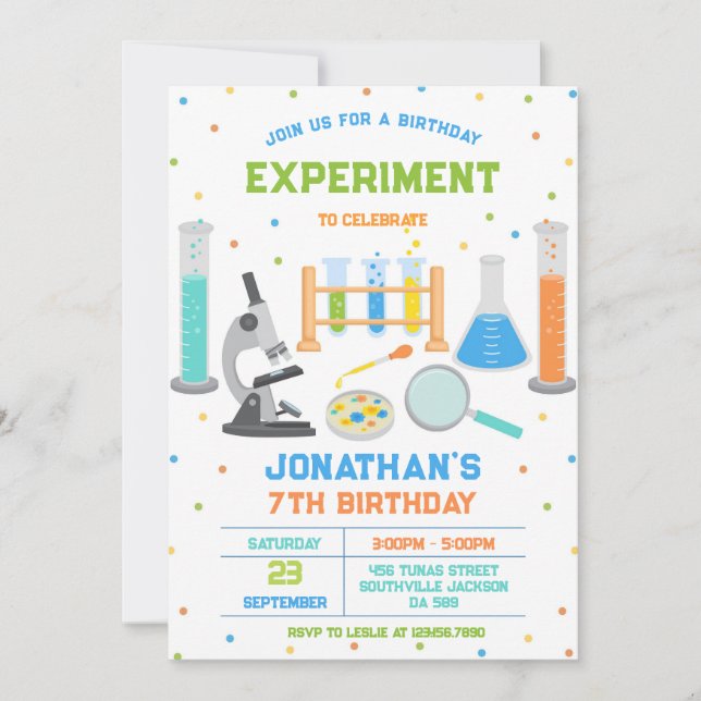 Convite Mad Science Experiment Birthday Party Invitation (Frente)