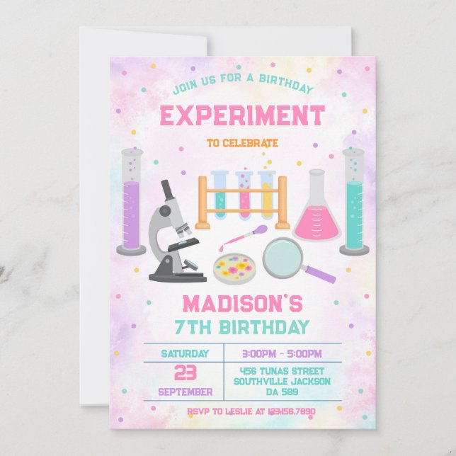 Convite Mad Science Experiment Birthday Party Invitation (Frente)