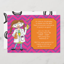 Convite Mad Scientist: Poções para Raparigas de Br