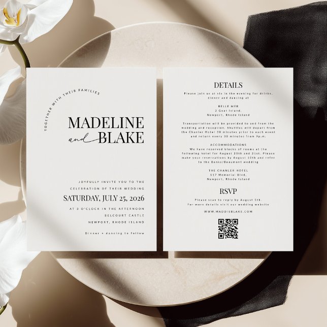 Convite MADDIE Modern Wedding Invite RSVP + Details (Criador carregado)