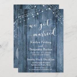 Convite Madeira Azul Rústica E Luzes Nos Casamos