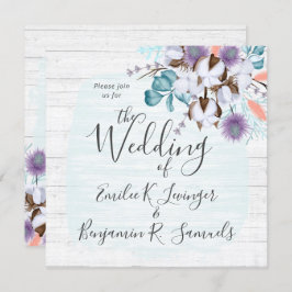 Convite Madeira Botânica Rústica De Algodão Do País Sul