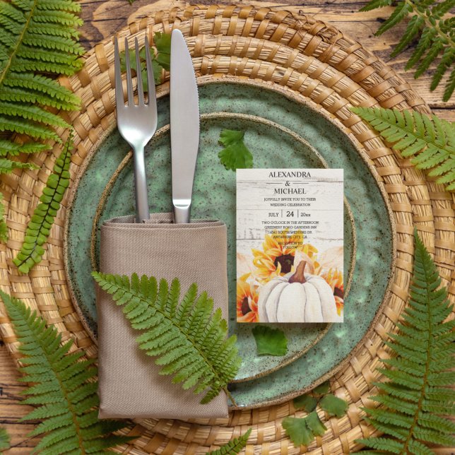 Convite Madeira Branca Rústica Pumpkin Molusca (Criador carregado)