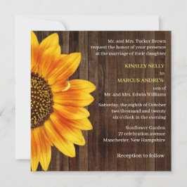 Convite Madeira de Casamento Russo Amarelo-Sunflower