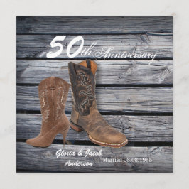 Convite madeira de celeiro cowboy Western 50º aniversário 