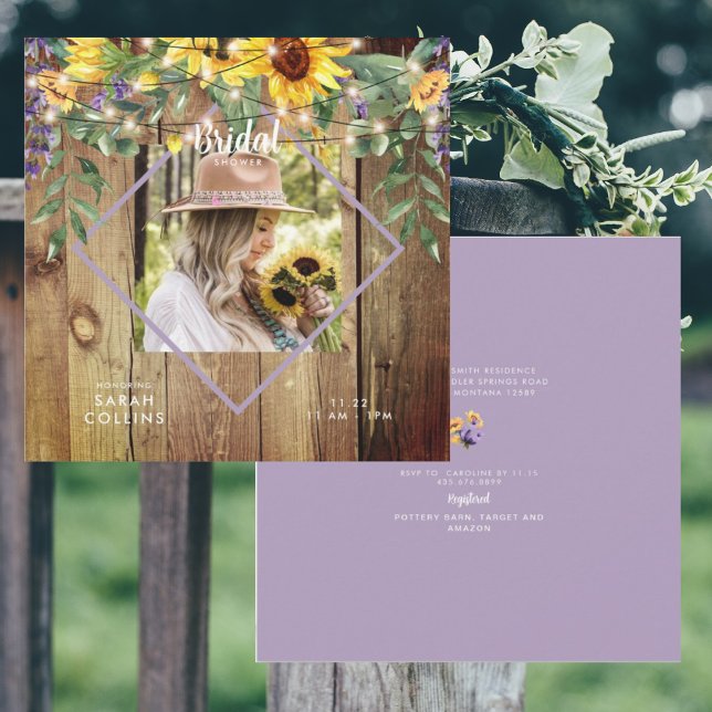 Convite Madeira de Chá de panela Rústica de Girassol (Criador carregado)