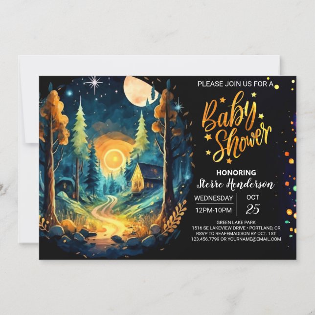 Convite Madeira de corte no Chá de fraldas de floresta (Frente)