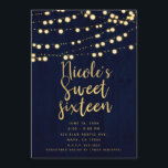 Convite Madeira Dourada azul e luzes doces 16<br><div class="desc">personalizar para o seu evento</div>