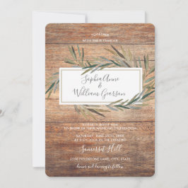 Convite Madeira e Herbo de Aquarela Rústica Simples