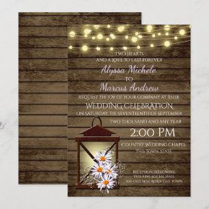 Convite Madeira e lanterna rústicas do celeiro com