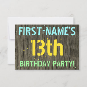 Convite Madeira Faux, Olhar Texto Pintado, Aniversário 13 
