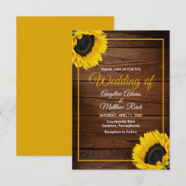Convite Madeira marrom + Casamento russo de girassol