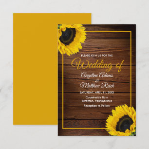 Convite Madeira marrom + Casamento russo de girassol