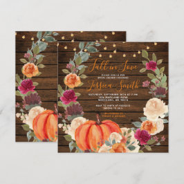 Convite Madeira Pumpkin Orange Fall in Love Chá de panela