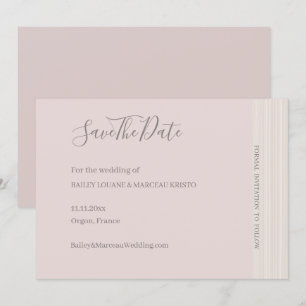 Convite Madeira Rosa Esmagada EleganteGrain Salve A Data C