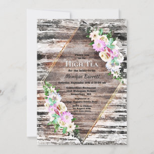 Convite Madeira Rosa Rosa Flórida Bridal Geométrica Fort