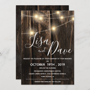 Convite Madeira Rústica Com Luzes De Corda Casada