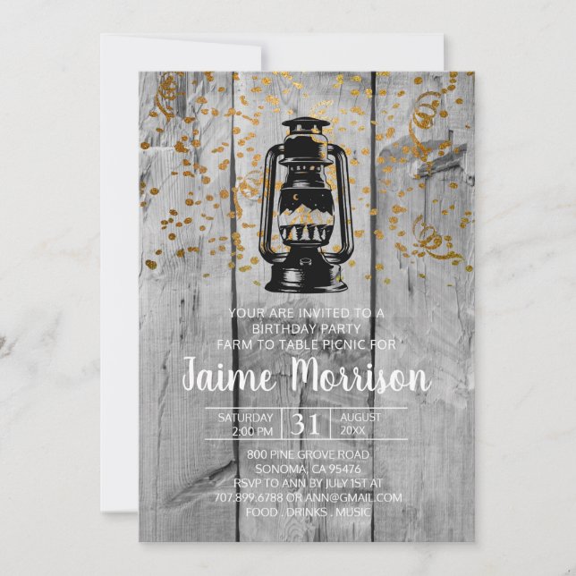 Convite Madeira Rústica De Celeiro E Festa de aniversário  (Frente)