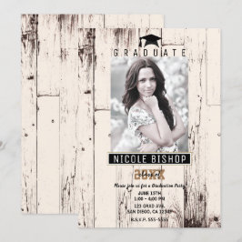 Convite Madeira Rústica de Celeiro em Marfim para Festa de