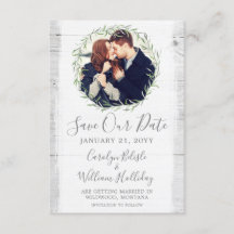 Madeira Rústica E Folha Botânica Salvar Data