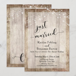 Convite Madeira Rústica e Luzes, Recém-Casados, Somente Ce