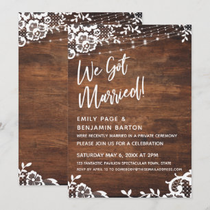 Convite Madeira Rústica, Luzes & Renda Nos Casamos Evento