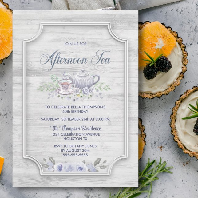 Convite Madeira Rústica Qualquer Idade Tarde De Aniversári (Criador carregado)