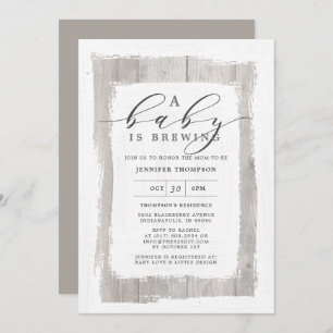 Convite Madeira Rústica Um Bebê Está Criando Chá de fralda