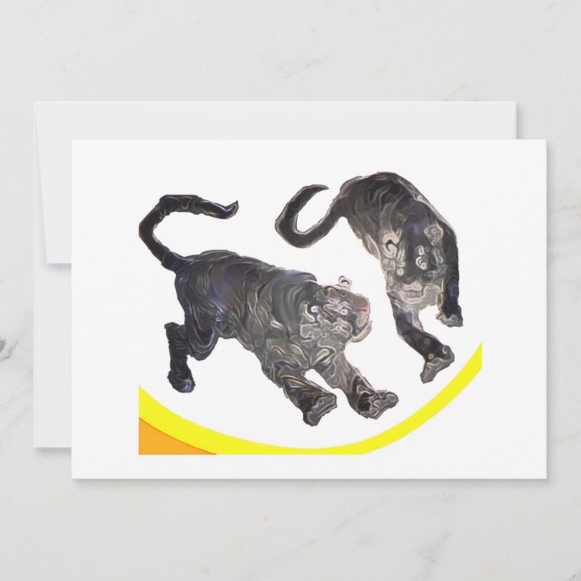 Convite Madeira Tapeçaria Parede 2 Tigres jGibney Zazzle (Frente)