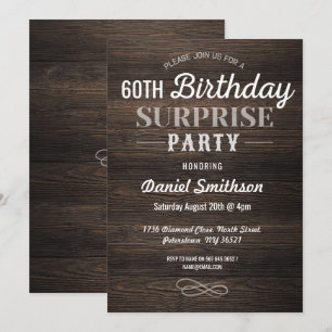 Convite Madeiras Aniversário Surpresa Rustic Mens Mulheres