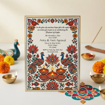 Madhubani Peacocks Festival of Lights Deepak Lotus