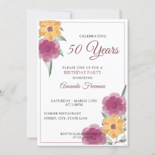 Convite Madre Floral de Cor Amarela Moderna Aniversário