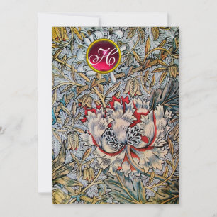 Convite MADRESSILVA Vermelho Rubi Monograma Metálico Doura