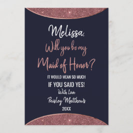 Convite Madrinha de casamento circular azul Marinho brilha