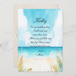 Convite Madrinha de casamento de praia do Oceano Azul com