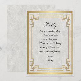 Convite Madrinha de casamento Dourada de Casamento de Márm