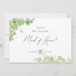 Convite Madrinha de casamento Eucalyptus Moderna em Spring