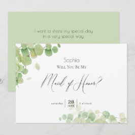 Convite Madrinha de casamento Eucalyptus Moderna em Spring