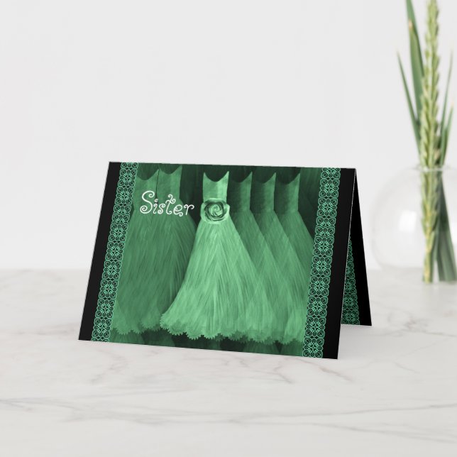 Convite MADRINHA DE CASAMENTO IRMÃ - GREEN Gown (Frente)