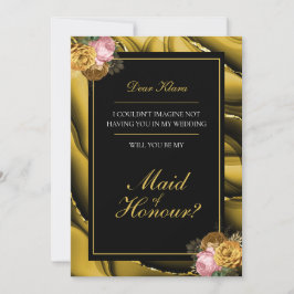 Convite "Madrinha de casamento" Proposta Dourada oral Eleg