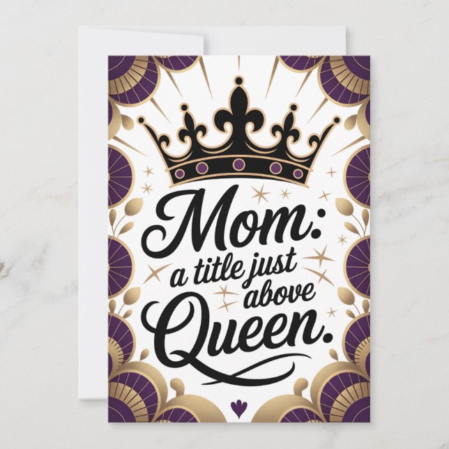 Convite Mãe Acima da Rainha Dia de as mães Elegante (Frente)