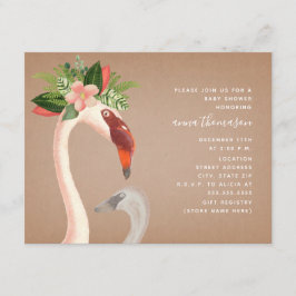 Convite Mãe + Baby Flamingo Cardstock Inspirou Chá de fral