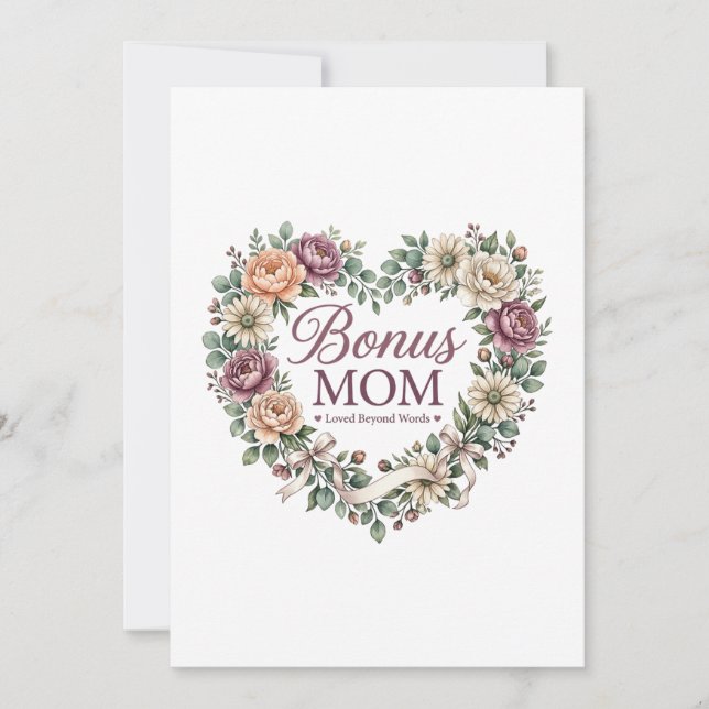 Convite Mãe Bonus , Presente do Dia das Mães para Madrasta (Frente)