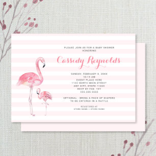 Convite Mãe + Chá de fraldas Baby Flamingo