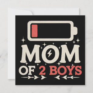 Convite Mãe de 2 Meninos Bateria Baixa Funny Dia das Mães
