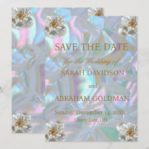 Convite Mãe de Pérola Elegante Casamento Salve a Data