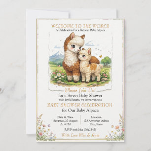 Convite Mãe e Bebê Alpaca Adoráveis