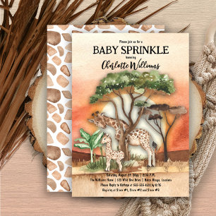 Convite Mãe e bebê Girafa Safari Baby Sprinkle